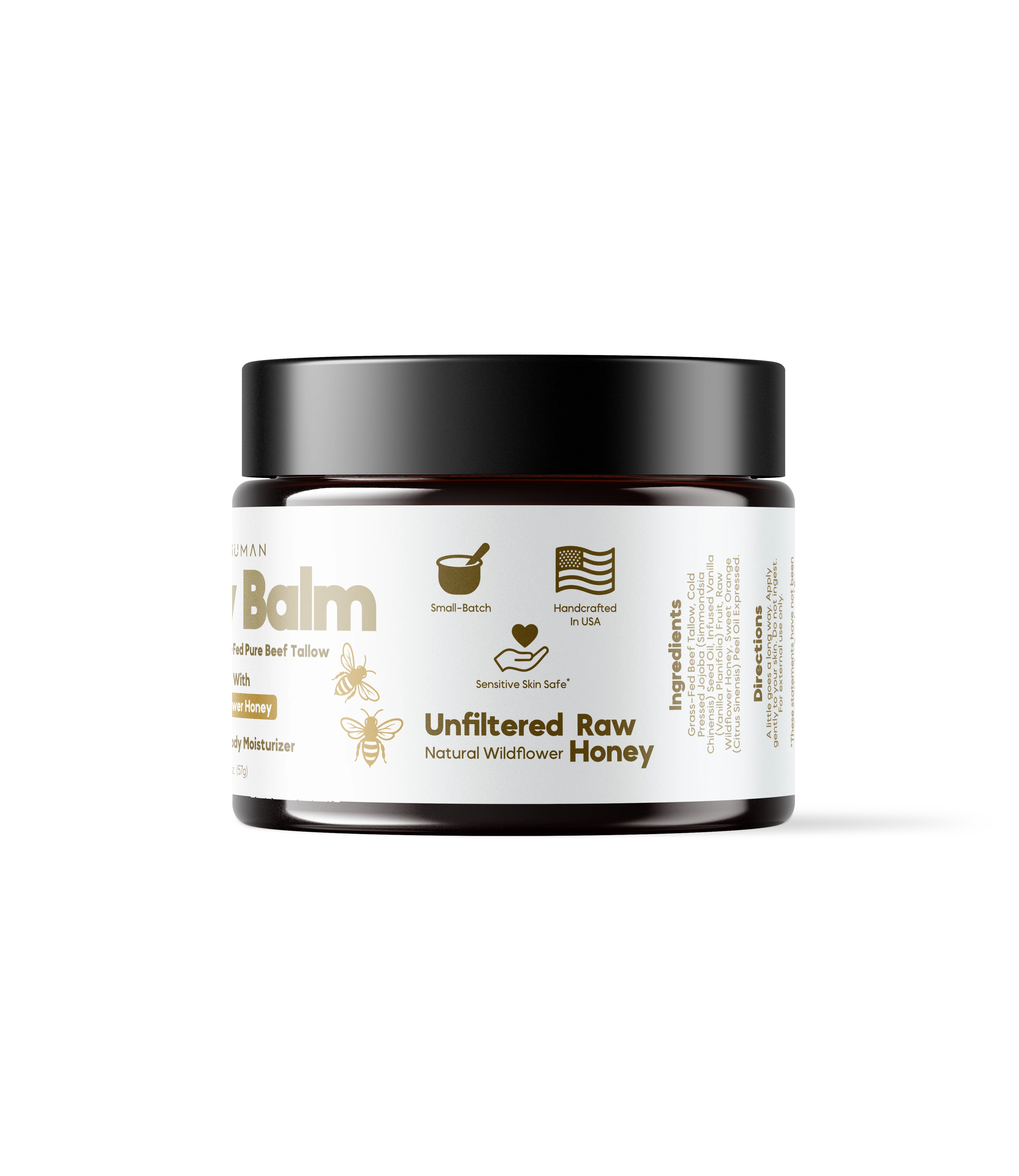 Optimal Human - Grass-Fed Tallow Balm With Raw Honey (2 oz) - Image 3